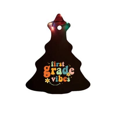 First Grade Vibes 1st Grade Team Retro 1st Day Of School Ceramic Tree Ornament