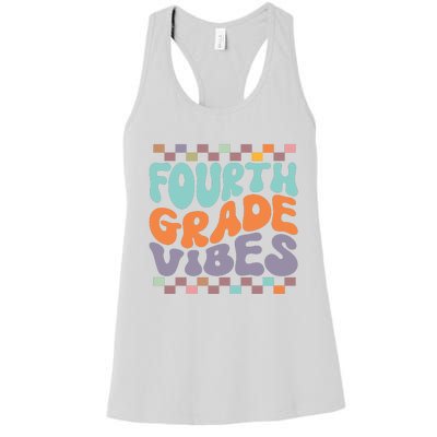 Fourth Grade Vibes Retro Groovy 4th Grade Back To School Gift Women's Racerback Tank