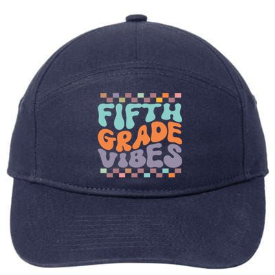 Fifth Grade Vibes Retro Groovy 5th Grade Back To School Gift 7-Panel Snapback Hat