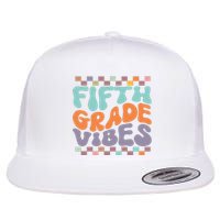 Fifth Grade Vibes Retro Groovy 5th Grade Back To School Gift Flat Bill Trucker Hat