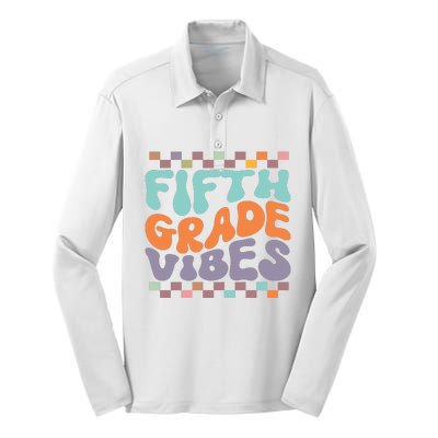 Fifth Grade Vibes Retro Groovy 5th Grade Back To School Gift Silk Touch Performance Long Sleeve Polo