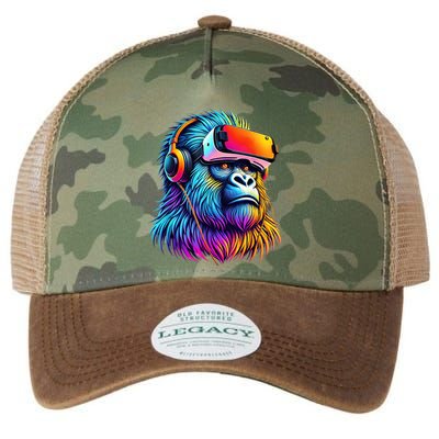 Funny Gorilla Vr Playing Tag Gorilla Vr Gamer Legacy Tie Dye Trucker Hat