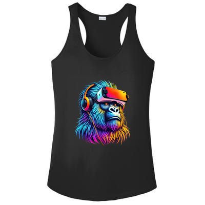 Funny Gorilla Vr Playing Tag Gorilla Vr Gamer Ladies PosiCharge Competitor Racerback Tank