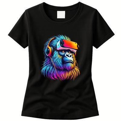 Funny Gorilla Vr Playing Tag Gorilla Vr Gamer Womens T-Shirt