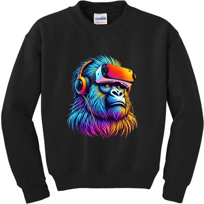Funny Gorilla Vr Playing Tag Gorilla Vr Gamer Kids Sweatshirt