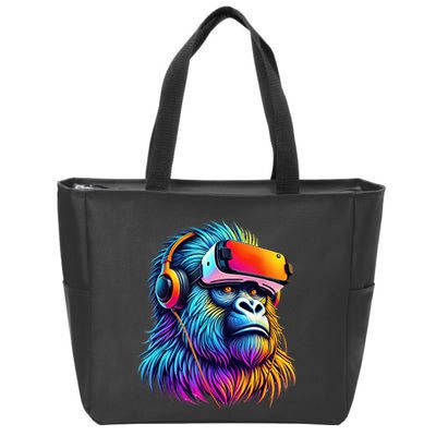 Funny Gorilla Vr Playing Tag Gorilla Vr Gamer Zip Tote Bag