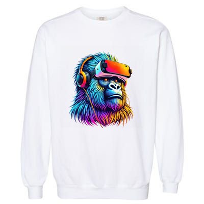 Funny Gorilla Vr Playing Tag Gorilla Vr Gamer Garment-Dyed Sweatshirt