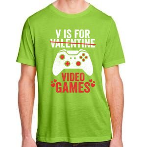 Funny Gamer V Is For Video Games Valentines Day Gift Adult ChromaSoft Performance T-Shirt