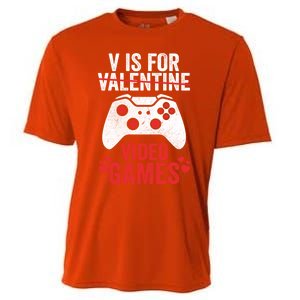 Funny Gamer V Is For Video Games Valentines Day Gift Cooling Performance Crew T-Shirt