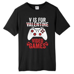 Funny Gamer V Is For Video Games Valentines Day Gift Tall Fusion ChromaSoft Performance T-Shirt