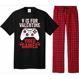 Funny Gamer V Is For Video Games Valentines Day Gift Pajama Set