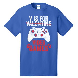 Funny Gamer V Is For Video Games Valentines Day Gift Tall T-Shirt