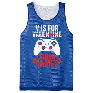 Funny Gamer V Is For Video Games Valentines Day Gift Mesh Reversible Basketball Jersey Tank