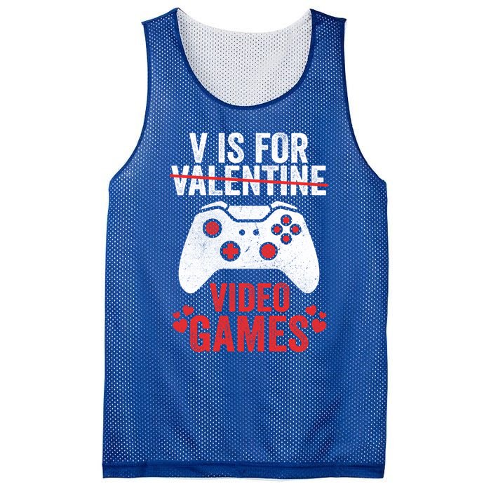 Funny Gamer V Is For Video Games Valentines Day Gift Mesh Reversible Basketball Jersey Tank