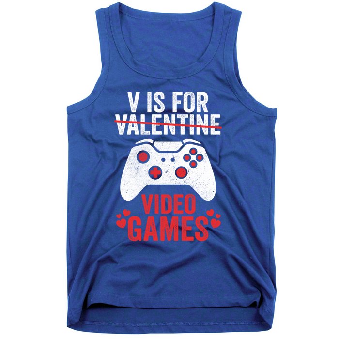 Funny Gamer V Is For Video Games Valentines Day Gift Tank Top