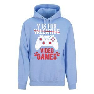 Funny Gamer V Is For Video Games Valentines Day Gift Unisex Surf Hoodie