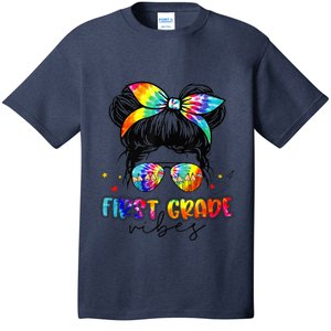 First Grade Vibes Messy Hair Bun Girl Back To School First T-Shirt