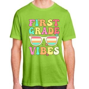 First Grade Vibes Retro Sunglasses Back To School Cool Gift Adult ChromaSoft Performance T-Shirt