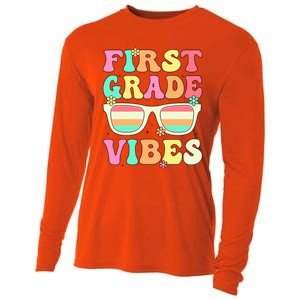 First Grade Vibes Retro Sunglasses Back To School Cool Gift Cooling Performance Long Sleeve Crew