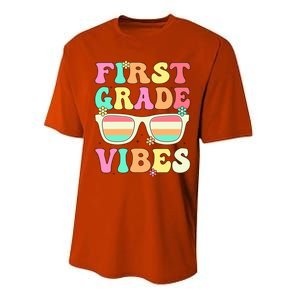 First Grade Vibes Retro Sunglasses Back To School Cool Gift Performance Sprint T-Shirt