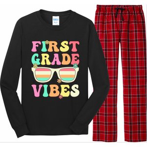 First Grade Vibes Retro Sunglasses Back To School Cool Gift Long Sleeve Pajama Set