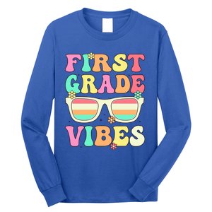 First Grade Vibes Retro Sunglasses Back To School Cool Gift Long Sleeve Shirt