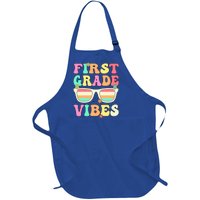 First Grade Vibes Retro Sunglasses Back To School Cool Gift Full-Length Apron With Pockets