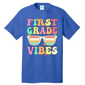 First Grade Vibes Retro Sunglasses Back To School Cool Gift Tall T-Shirt