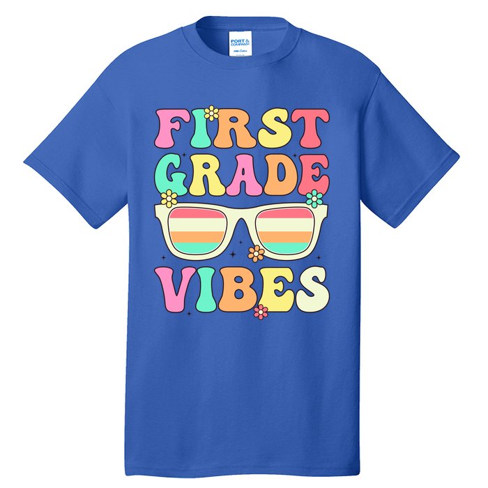 First Grade Vibes Retro Sunglasses Back To School Cool Gift Tall T-Shirt