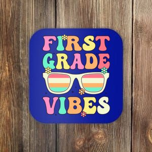 First Grade Vibes Retro Sunglasses Back To School Cool Gift Coaster