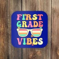 First Grade Vibes Retro Sunglasses Back To School Cool Gift Coaster