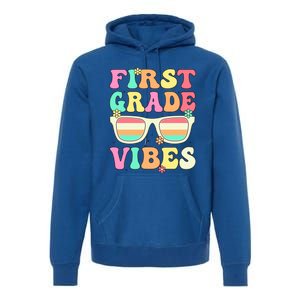 First Grade Vibes Retro Sunglasses Back To School Cool Gift Premium Hoodie