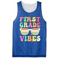 First Grade Vibes Retro Sunglasses Back To School Cool Gift Mesh Reversible Basketball Jersey Tank