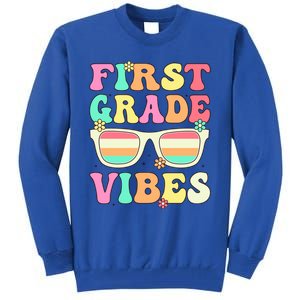 First Grade Vibes Retro Sunglasses Back To School Cool Gift Tall Sweatshirt