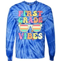 First Grade Vibes Retro Sunglasses Back To School Cool Gift Tie-Dye Long Sleeve Shirt