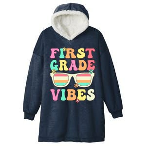 First Grade Vibes Retro Sunglasses Back To School Cool Gift Hooded Wearable Blanket