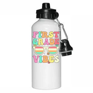 First Grade Vibes Retro Sunglasses Back To School Cool Gift Aluminum Water Bottle