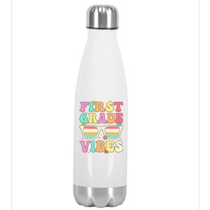 First Grade Vibes Retro Sunglasses Back To School Cool Gift Stainless Steel Insulated Water Bottle