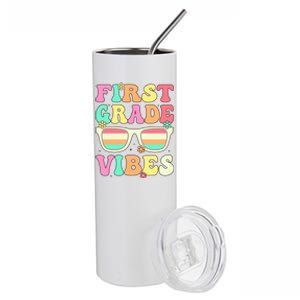 First Grade Vibes Retro Sunglasses Back To School Cool Gift Stainless Steel Tumbler