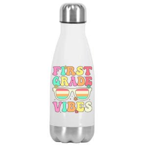 First Grade Vibes Retro Sunglasses Back To School Cool Gift Stainless Steel Insulated Water Bottle