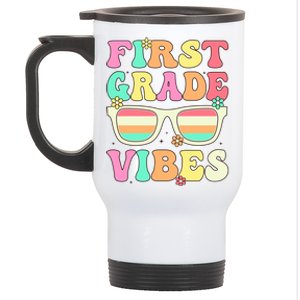 First Grade Vibes Retro Sunglasses Back To School Cool Gift Stainless Steel Travel Mug