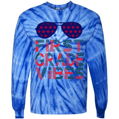 First Grade Vibes Great Gift Back To School Teachers Usa Gift Tie-Dye Long Sleeve Shirt