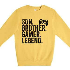 Funny Gaming Video Game Son Brother Gamer Legend Gift Premium Crewneck Sweatshirt