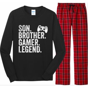 Funny Gaming Video Game Son Brother Gamer Legend Gift Long Sleeve Pajama Set