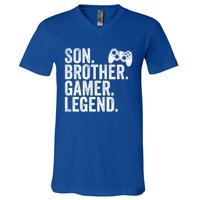 Funny Gaming Video Game Son Brother Gamer Legend Gift V-Neck T-Shirt