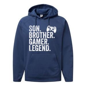 Funny Gaming Video Game Son Brother Gamer Legend Gift Performance Fleece Hoodie