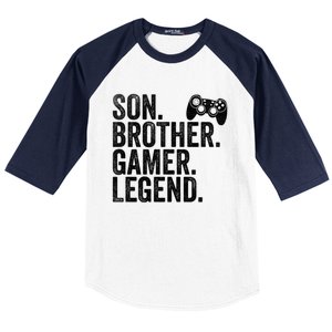 Funny Gaming Video Game Son Brother Gamer Legend Gift Baseball Sleeve Shirt