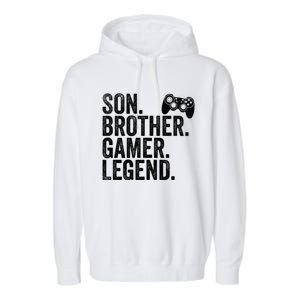 Funny Gaming Video Game Son Brother Gamer Legend Gift Garment-Dyed Fleece Hoodie