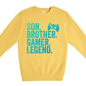 Funny Gaming Video Game Son Brother Gamer Legend Gift Premium Crewneck Sweatshirt