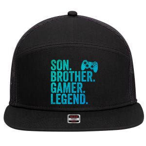 Funny Gaming Video Game Son Brother Gamer Legend Gift 7 Panel Mesh Trucker Snapback Hat